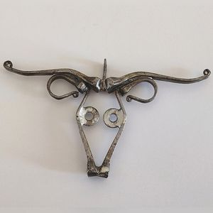 Horseshoe Nail Art Steer Pendant Leather Necklace